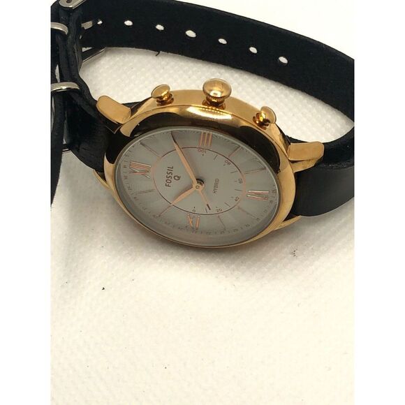 Fossil Q FTW5018 Womens Black Leather Analog White Dial Hybrid Smart Watch HK301 - Picture 6 of 9